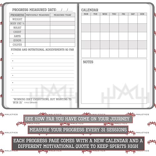 MaLetics A5 Fitness Journal Planner - Track Workouts, Goals