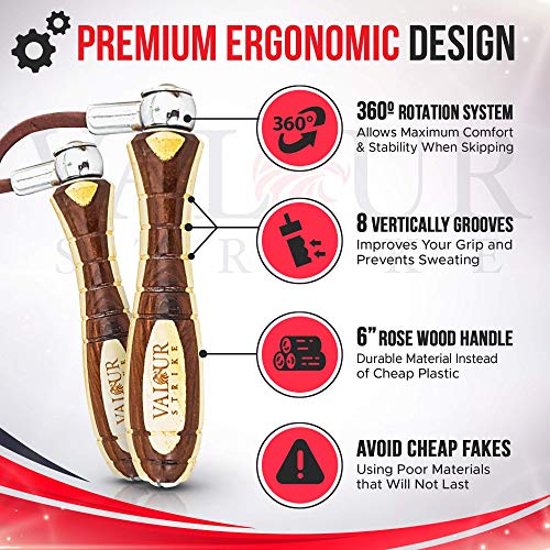 Valour Strike Leather Weighted Skipping Rope for Fitness Training