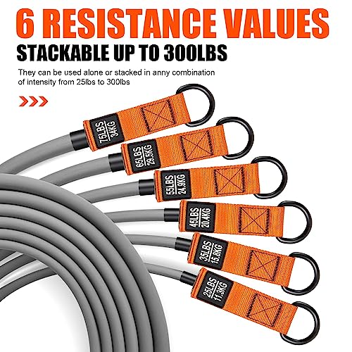 300lbs Heavy Resistance Bands with Handles and Door Anchor