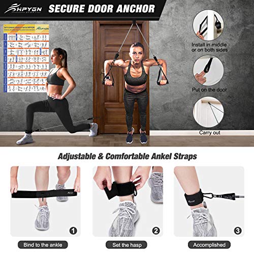 HPYGN 150lb Resistance Bands Set for Full Body Workout