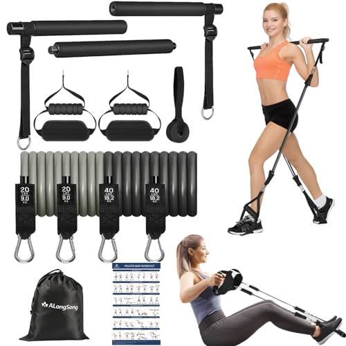 Portable Pilates Bar Kit with Resistance Bands for Home Gym
