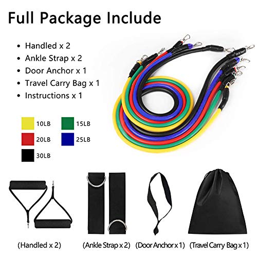 11-Piece Resistance Tube Band Set for Home Fitness
