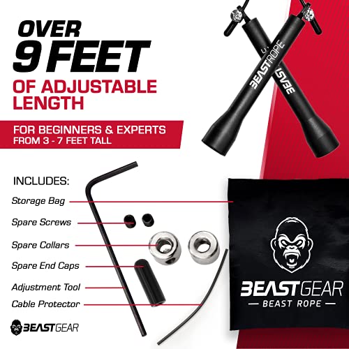 Beast Gear Steel Speed Jump Rope for Adult Fitness