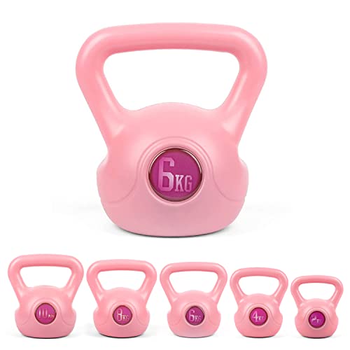 6kg Pink Vinyl Kettlebell for Home Gym Strength Training