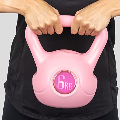 6kg Pink Vinyl Kettlebell for Home Gym Strength Training