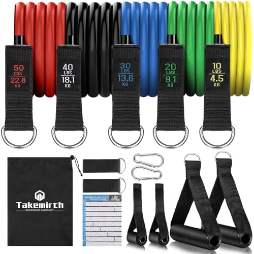 Resistance Bands Set with 5 Fitness Tubes & Accessories