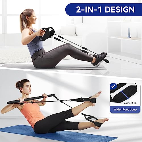 Portable Pilates Bar Kit with Resistance Bands for Home Gym