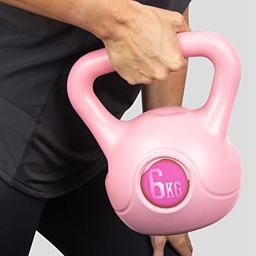 6kg Pink Vinyl Kettlebell for Home Gym Strength Training