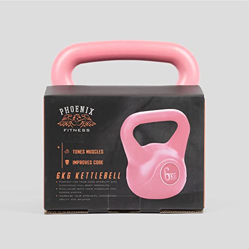 6kg Pink Vinyl Kettlebell for Home Gym Strength Training
