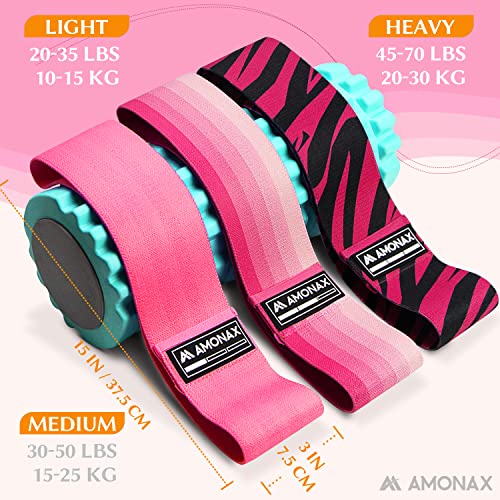 Amonax Fabric Resistance Bands for Women - Pink