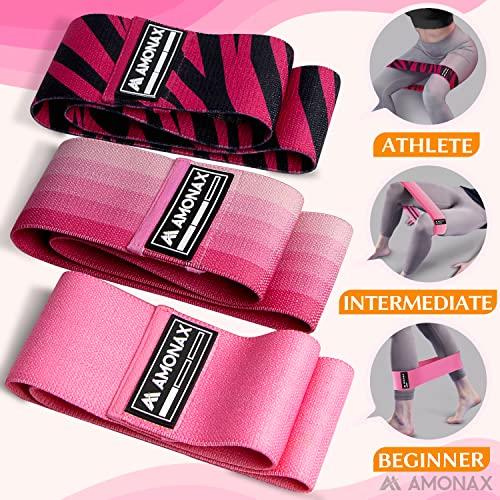 Amonax Fabric Resistance Bands for Women - Pink