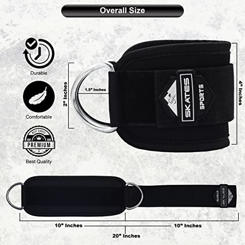 Neoprene Ankle Straps for Cable Machines - Black