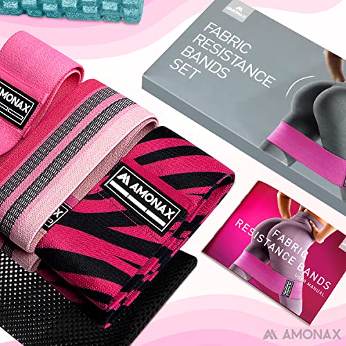 Amonax Fabric Resistance Bands for Women - Pink