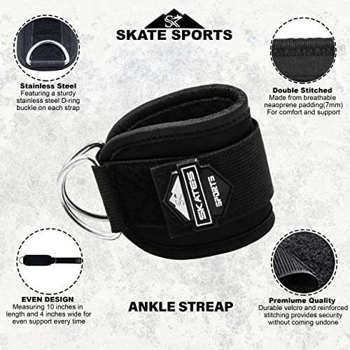 Neoprene Ankle Straps for Cable Machines - Black