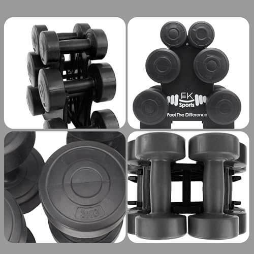 Lightweight Dumbbell Weights Set with Stand Rack - 12kg