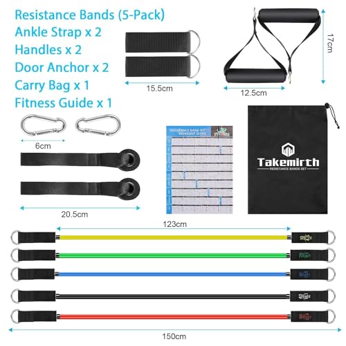 Resistance Bands Set with 5 Fitness Tubes & Accessories