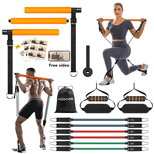 Portable Pilates Bar Kit with 6 Exercise Bands
