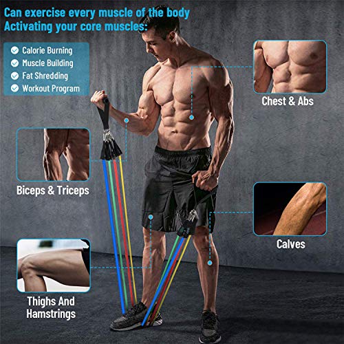 Resistance Bands Set with 5 Fitness Tubes & Accessories