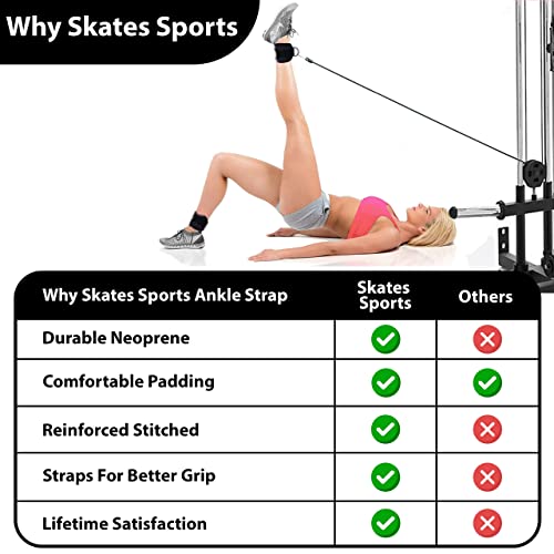 Neoprene Ankle Straps for Cable Machines - Black