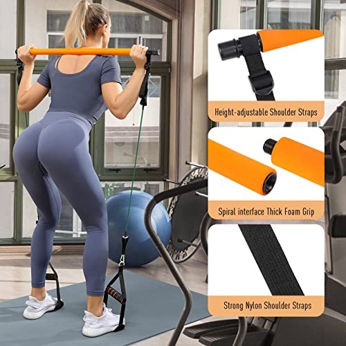 Portable Pilates Bar Kit with 6 Exercise Bands
