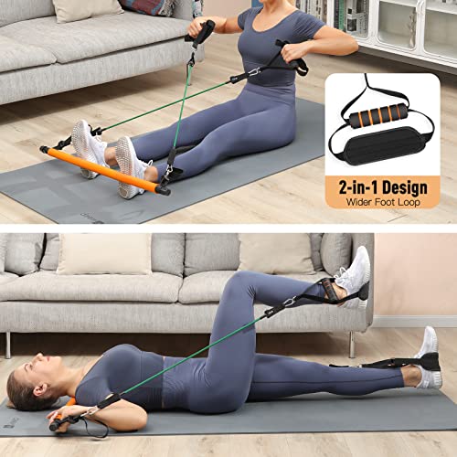 Portable Pilates Bar Kit with 6 Exercise Bands