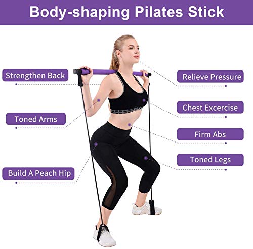 Portable Pilates Bar Kit with Resistance Band, Foot Loop