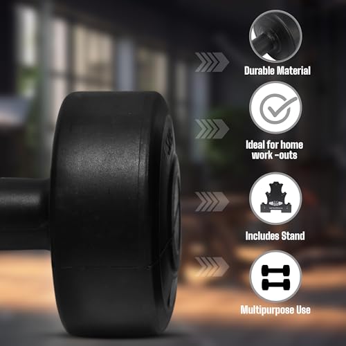 Lightweight Dumbbell Weights Set with Stand Rack - 12kg