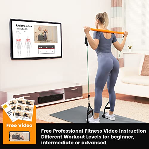 Portable Pilates Bar Kit with 6 Exercise Bands