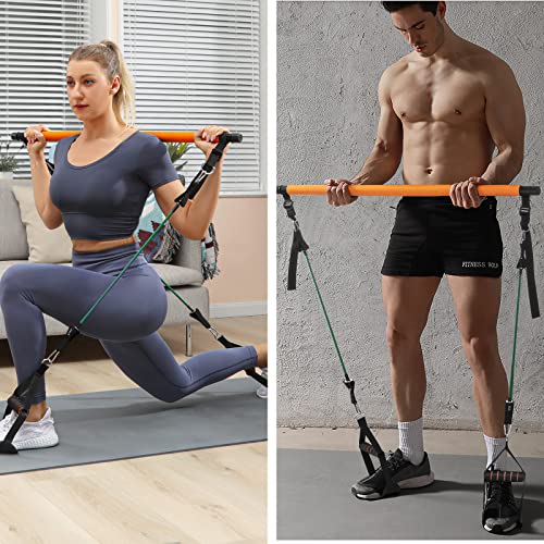 Portable Pilates Bar Kit with 6 Exercise Bands
