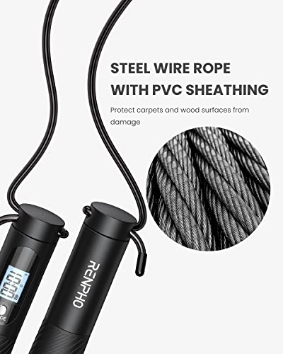 RENPHO Smart Skipping Rope with Counter and Adjustable Jump Ropes for Fitness and App Data Analysis