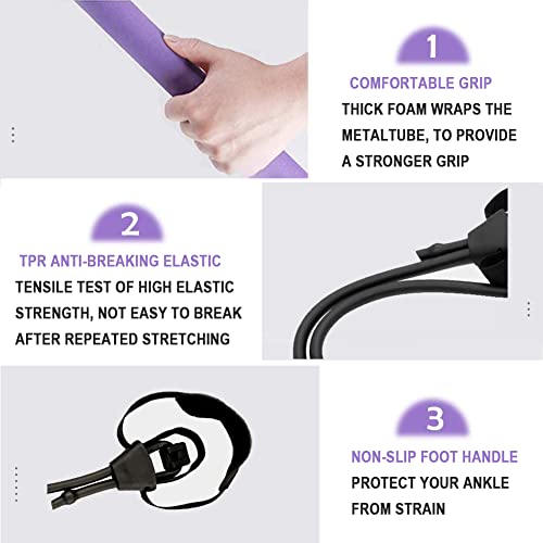 Portable Pilates Bar Kit with Resistance Band, Foot Loop