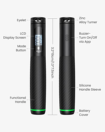 RENPHO Smart Skipping Rope with Counter and Adjustable Jump Ropes for Fitness and App Data Analysis