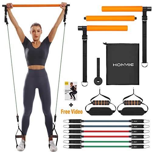 Portable Pilates Bar Kit with 6 Exercise Bands