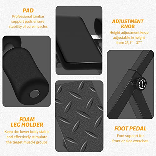 Adjustable Roman Chair for Home Gym - Black