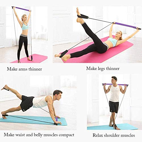 Portable Pilates Bar Kit with Resistance Band, Foot Loop