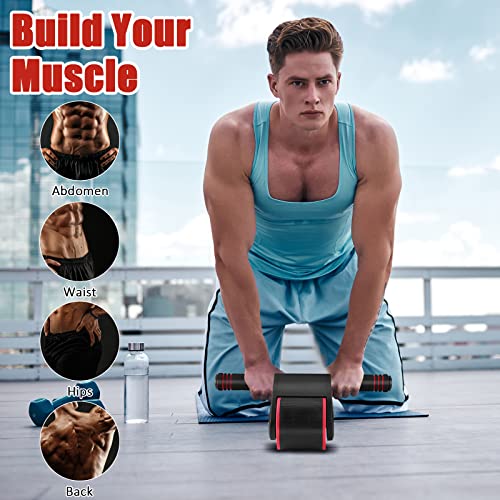 2023 New Automatic Rebound Ab Wheel, Red, Home Gym