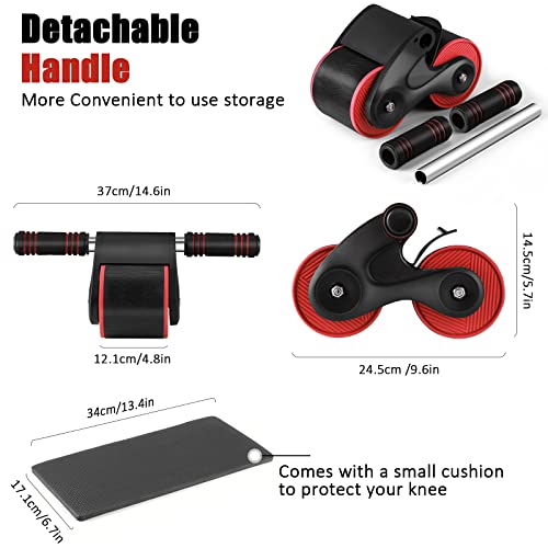 2023 New Automatic Rebound Ab Wheel, Red, Home Gym