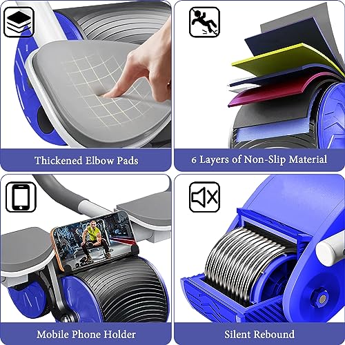 Blue Abdominal Wheel with Timer & Elbow Support