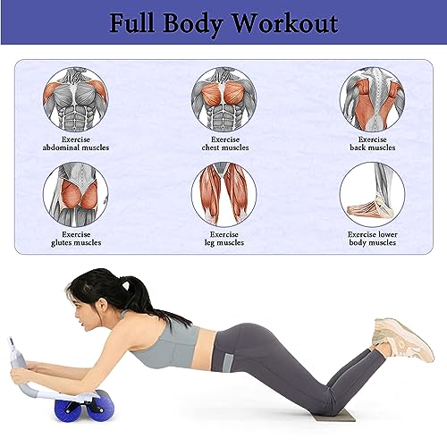 Blue Abdominal Wheel with Timer & Elbow Support