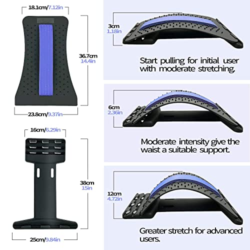 UUCOLOR Back Stretcher: Adjustable Spine Posture Massager (Blue)