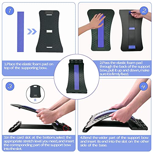 UUCOLOR Back Stretcher: Adjustable Spine Posture Massager (Blue)