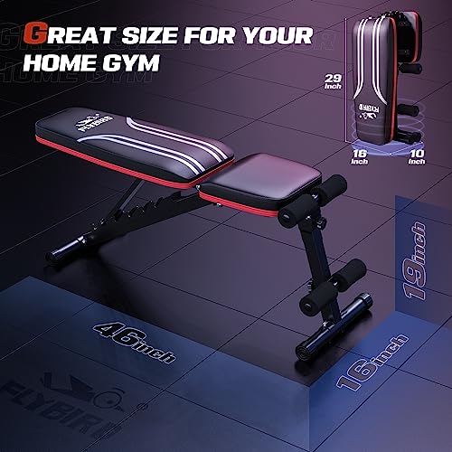 FLYBIRD Adjustable Weight Bench - Durable Home Gym