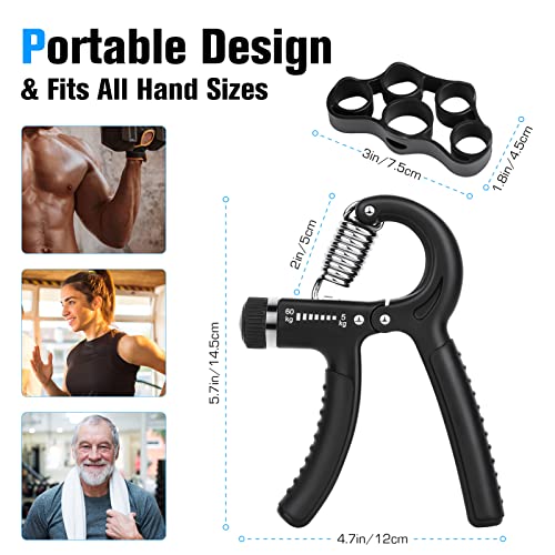 Adjustable Hand Grip Strengthener Kit, Powerful Finger Exerciser