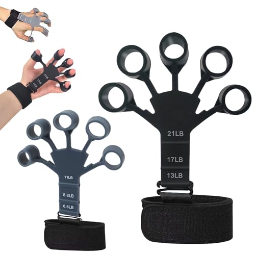 2-pack Finger Hand Grip Trainer with 6 Resistance Bands