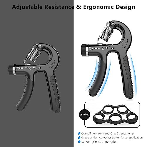 Adjustable Hand Grip Strengthener - 1 Pack, Black