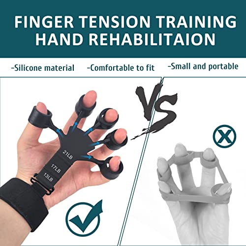 2-pack Finger Hand Grip Trainer with 6 Resistance Bands