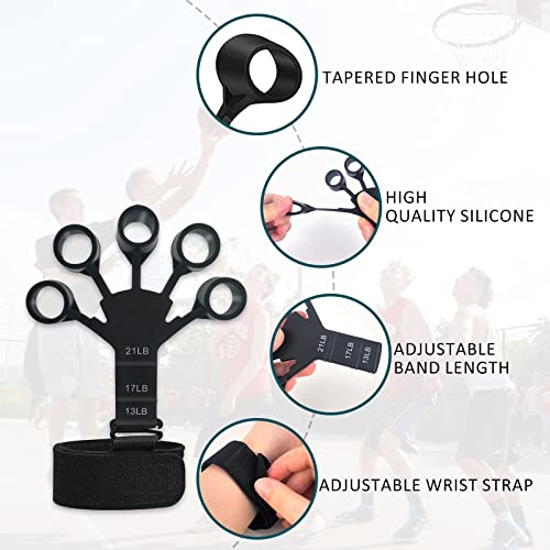 2-pack Finger Hand Grip Trainer with 6 Resistance Bands