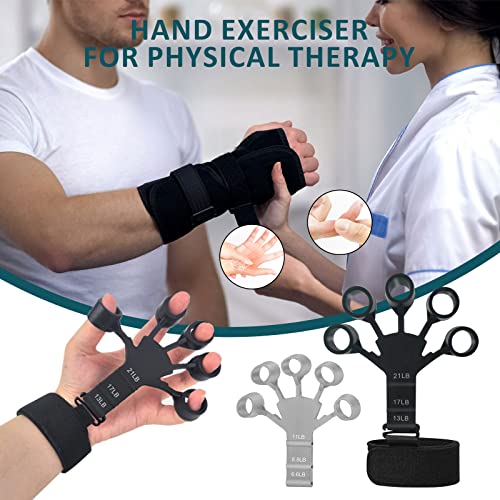 2-pack Finger Hand Grip Trainer with 6 Resistance Bands