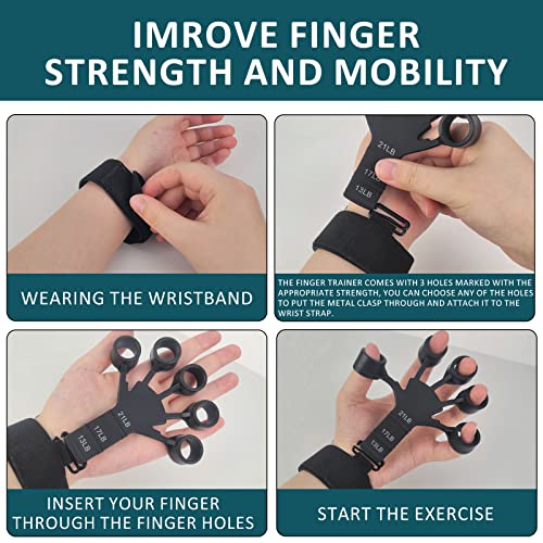 2-pack Finger Hand Grip Trainer with 6 Resistance Bands