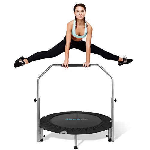 Foldable Trampoline with Adjustable Handle, Adult Indoor Workout